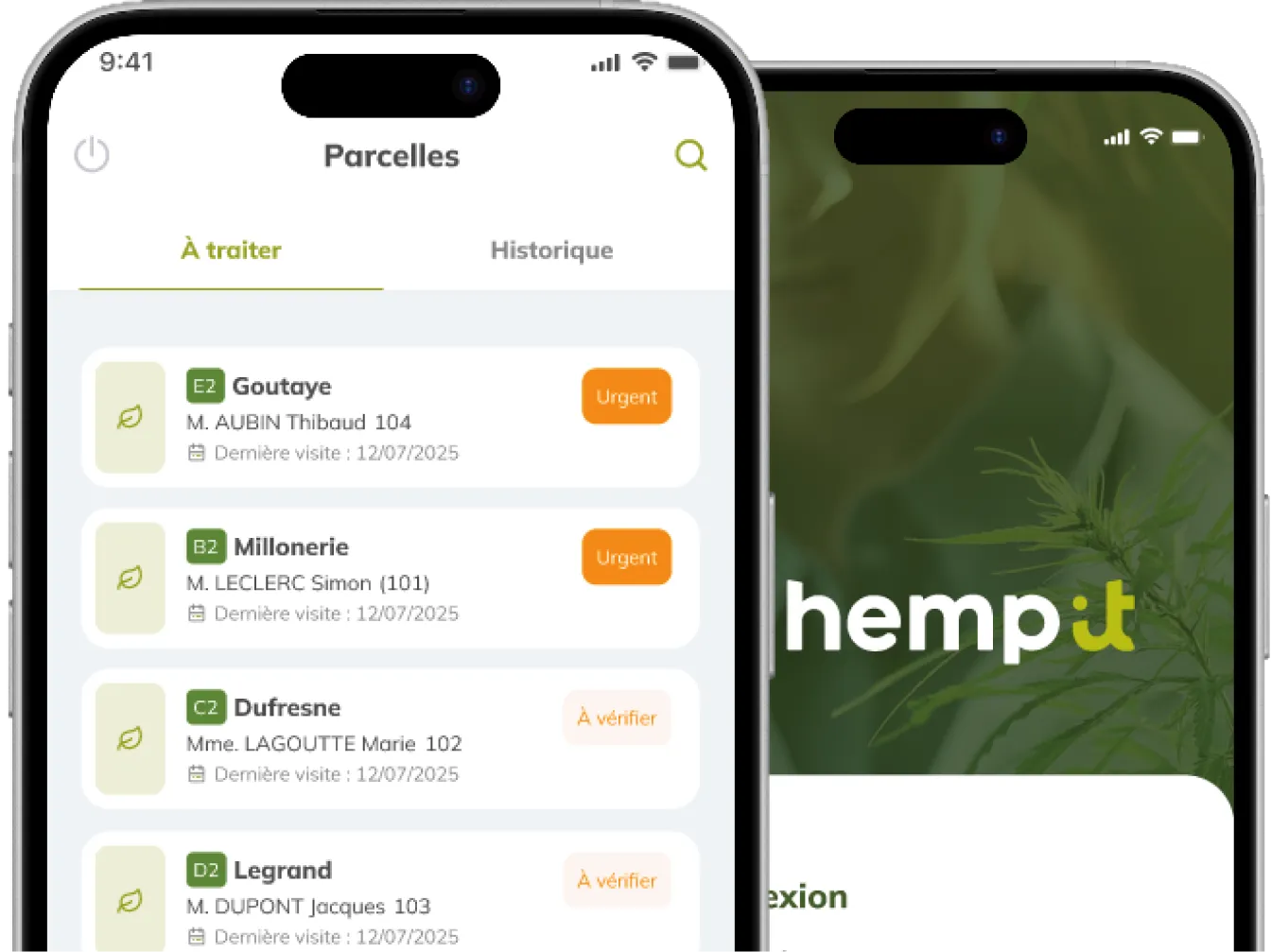 Aperçu du projet Une application mobile de suivi de parcelles pour les techniciens de Hemp it