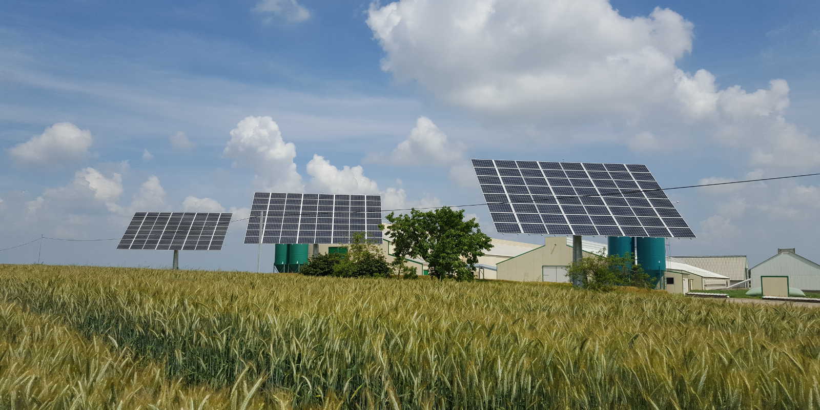 Panneau solaires dans un champs OKWind